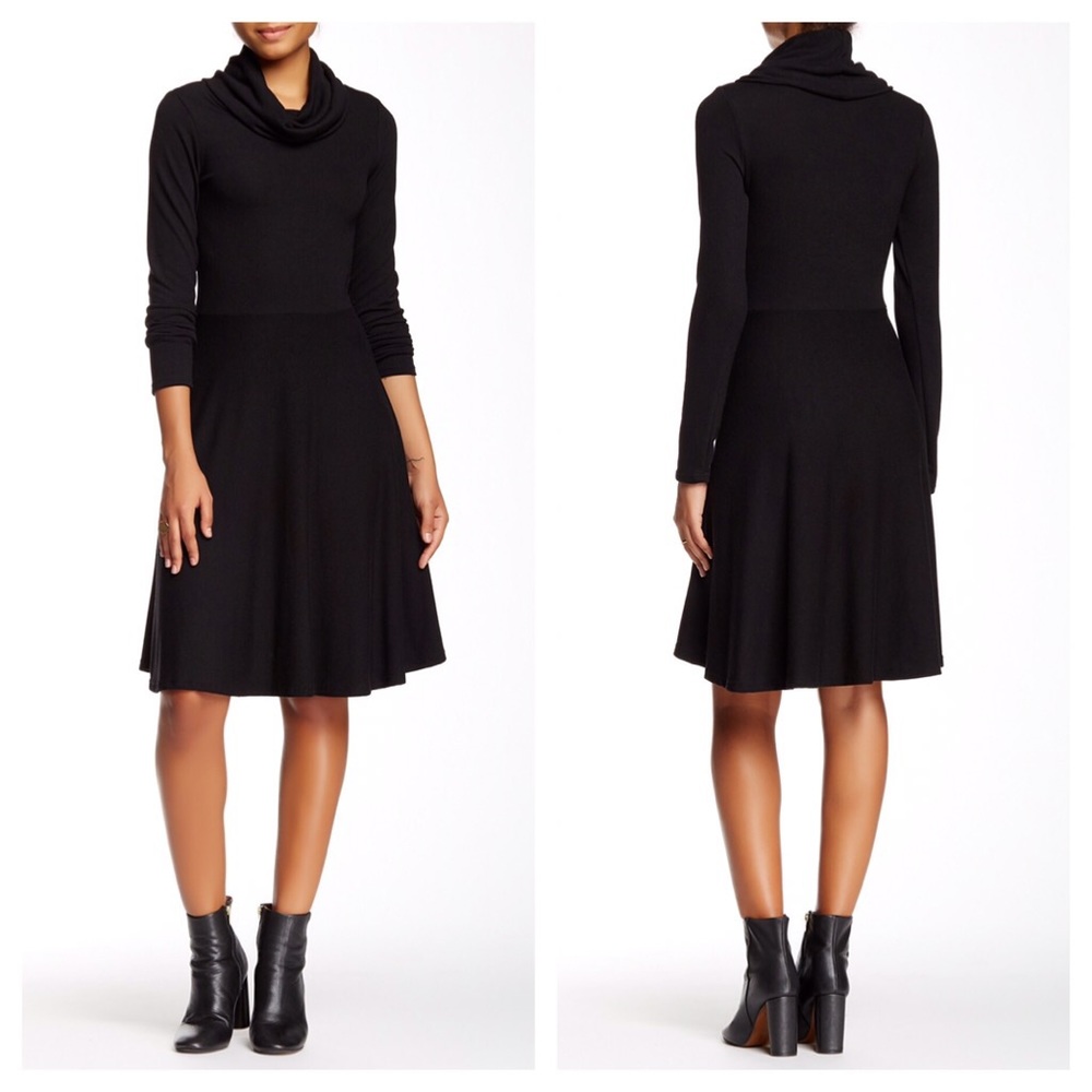 Go Couture Cowl A Line Sweater Dress S Nordstrom Black Midi